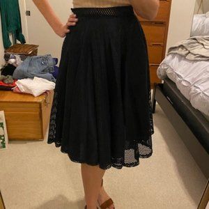 Thom Brown Full Navy Midi Skirt